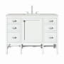 James Martin Vanities Addison 48" Single Basin Wood Vanity Set with 3cm Lime Delight Silestone Quartz Vanity Top, Rectangular Sink, USB Port and Electrical Outlet Glossy White