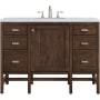 James Martin Vanities Addison 48" Free Standing Single Basin Hardwood Vanity Set with 1-3/16" Carrara White Marble Top, and Electrical Outlet Mid Century Acacia