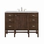 James Martin Vanities Addison 48" Single Basin Wood Vanity Set with 3cm Victorian Silver Silestone Quartz Vanity Top, Rectangular Sink, USB Port and Electrical Outlet Mid-Century Acacia
