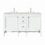 James Martin Vanities Addison 60" Double Basin Wood Vanity Set with 3cm Lime Delight Silestone Quartz Vanity Top, Rectangular Sinks, USB Port and Electrical Outlet Glossy White
