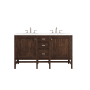 James Martin Vanities Addison 60" Free Standing Double Basin Vanity Set with Wood Cabinet and 3cm Quartz Vanity Top Mid Century Acacia