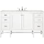 James Martin Vanities Addison 60" Free Standing Single Basin Hardwood Vanity Set with 1-3/16" Eternal Jasmine Pearl Quartz Top, and Electrical Outlet Glossy White