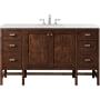 James Martin Vanities Addison 60" Free Standing Single Basin Hardwood Vanity Set with 1-3/16" Arctic Fall Solid Surface Top, and Electrical Outlet Mid Century Acacia