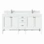 James Martin Vanities Addison 72" Double Basin Wood Vanity Set with 3cm White Zeus Silestone Quartz Vanity Top, Backsplash, Rectangular Sinks, USB Port and Outlet Glossy White