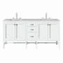 James Martin Vanities Addison 72" Double Basin Wood Vanity Set with 3cm Victorian Silver Silestone Quartz Vanity Top, Rectangular Sinks, USB Port and Electrical Outlet Glossy White