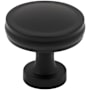 Jeffrey Alexander Jules 1-3/8" Modern Industrial Flat Round Mushroom Cabinet / Drawer Knob Matte Black