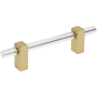 Jeffrey Alexander Spencer 3-3/4" (96 mm) Center to Center Acrylic Cabinet Bar Handle / Acrylic Drawer Bar Pull Brushed Gold