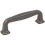 Jeffrey Alexander Fontana 3-3/4" (96mm) Center to Center Elegant Curved Square Cabinet Handle / Drawer Pull Brushed Pewter