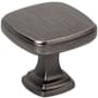 Jeffrey Alexander Fontana 1-3/8" Contemporary Ridged Square Cabinet / Drawer Knob Brushed Pewter