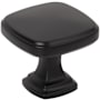 Jeffrey Alexander Fontana 1-3/8" Contemporary Ridged Square Cabinet / Drawer Knob Matte Black