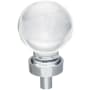 Jeffrey Alexander Harlow 1-1/16" Vintage Glam Ball Sphere Glass Cabinet Knob / Drawer Knob Polished Chrome