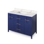 Jeffrey Alexander Katara 48" Free Standing Vanity Set with Cabinet and Quartz Vanity Top Hale Blue / Calacatta Vienna
