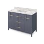 Jeffrey Alexander Katara 48" Free Standing Vanity Set with Cabinet and Quartz Vanity Top Blue Steel / Calacatta Vienna