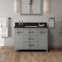 Jeffrey Alexander Katara 48" Free Standing Vanity Set with Cabinet and Granite Vanity Top Grey / Black