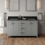 Jeffrey Alexander Katara 60" Free Standing Vanity Set with Cabinet and Granite Vanity Top Grey / Black