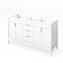 Jeffrey Alexander Theodora 60" Double Free Standing Vanity Cabinet - Less Vanity Top White