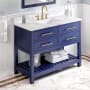 Jeffrey Alexander Wavecrest 48" Free Standing Coastal Cottage Single Sink Soft Close Bath Vanity with Marble or Quartz Top with Backsplash - for 3 Hole Faucet - FINAL SALE Hale Blue / Calacatta Vienna Quartz Top