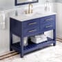 Jeffrey Alexander Wavecrest 48" Free Standing Coastal Cottage Single Sink Soft Close Bath Vanity with Marble or Quartz Top with Backsplash - for 3 Hole Faucet - FINAL SALE Hale Blue / White Carrara Marble Top