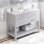 Jeffrey Alexander Wavecrest 48" Free Standing Coastal Cottage Single Sink Soft Close Bath Vanity with Marble or Quartz Top with Backsplash - for 3 Hole Faucet - FINAL SALE Grey / Calacatta Vienna Quartz Top