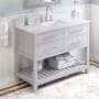 Jeffrey Alexander Wavecrest 48" Free Standing Coastal Cottage Single Sink Soft Close Bath Vanity with Marble or Quartz Top with Backsplash - for 3 Hole Faucet - FINAL SALE Grey / White Carrara Marble Top