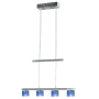 Jesco Lighting Evisage 4 Light Chandelier with Crystal Rectangular Shades Chrome / Cobalt Blue