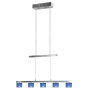 Jesco Lighting Evisage 5 Light Chandelier with Crystal Rectangular Shades Chrome / Cobalt Blue
