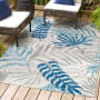 JONATHAN Y Lighting Amalfi Coast 5-1/4' x 7-1/2' Polypropylene Botanical Indoor/Outdoor Area Rug Gray / Blue