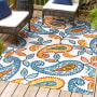 JONATHAN Y Lighting Amalfi Coast 7-3/4' x 10' Polypropylene Paisley Indoor/Outdoor Area Rug Orange / Blue