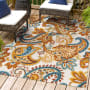 JONATHAN Y Lighting Amalfi Coast 4' x 6' Polypropylene Botanical and Paisley Indoor/Outdoor Area Rug Orange / Multi