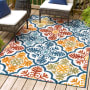 JONATHAN Y Lighting Amalfi Coast 3' x 5' Polypropylene Traditional Indoor/Outdoor Area Rug Blue / Multi