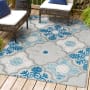 JONATHAN Y Lighting Amalfi Coast 3' x 5' Polypropylene Traditional Indoor/Outdoor Area Rug Light Gray / Blue