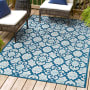 JONATHAN Y Lighting Amalfi Coast 4' x 6' Polypropylene Traditional and Trellis Indoor/Outdoor Area Rug Light Gray / Blue