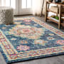 JONATHAN Y Lighting Bohemian FLAIR 7-3/4' x 10' Polypropylene Vintage Traditional Rectangle Area Rug Navy / Red