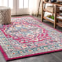 JONATHAN Y Lighting Bohemian FLAIR 5-1/4' x 7-1/2' Polypropylene Vintage Traditional Rectangle Area Rug Pink / Cream
