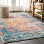 JONATHAN Y Lighting Bohemian FLAIR 7-3/4' x 10' Polypropylene Vintage Traditional Rectangle Area Rug Cream / Navy