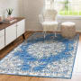 JONATHAN Y Lighting Bohemian FLAIR 3' x 5' Polypropylene Vintage Traditional Rectangle Area Rug Blue / Cream