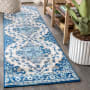 JONATHAN Y Lighting Bohemian Flair 2-1/4' x 10' Polypropylene Abstract, Botanical, and Geometric Indoor Runner Cream / Blue