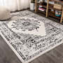 JONATHAN Y Lighting Bohemian FLAIR 3' x 5' Polypropylene Vintage Indoor Area Rug Dark Gray / Cream