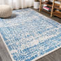 JONATHAN Y Lighting Bohemian FLAIR 7-3/4' x 10' Polypropylene Vintage Indoor Area Rug Cream / Blue