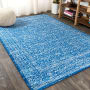 JONATHAN Y Lighting Bohemian FLAIR 7-3/4' x 10' Polypropylene Vintage Indoor Area Rug Blue