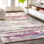 JONATHAN Y Lighting Contemporary POP 7-3/4' x 10' Polypropylene Vintage Abstract Rectangle Area Rug Cream / Pink