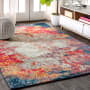 JONATHAN Y Lighting Contemporary POP 3' x 5' Polypropylene Vintage Abstract Rectangle Area Rug Cream / Blue