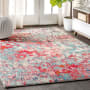 JONATHAN Y Lighting Contemporary POP 7-3/4' x 10' Polypropylene Vintage Abstract Rectangle Area Rug Blue / Red