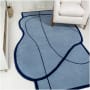 JONATHAN Y Lighting Greene Street 5' x 8' Wool Abstract, Border, and Geometric Indoor Rectangular Area Rug Light Blue / Navy