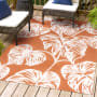 JONATHAN Y Lighting Hawaii 4' x 6' Polypropylene Botanical Indoor/Outdoor Area Rug Orange / Ivory