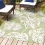 JONATHAN Y Lighting Hawaii 4' x 6' Polypropylene Botanical Indoor/Outdoor Area Rug Light Green / Ivory