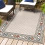 JONATHAN Y Lighting Hawaii 7-3/4' x 10' Polypropylene Geometric, Striped, and Traditional Indoor/Outdoor Area Rug Brown / Ivory