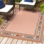 JONATHAN Y Lighting Hawaii 7-3/4' x 10' Polypropylene Geometric, Striped, and Traditional Indoor/Outdoor Area Rug Orange / Ivory