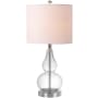 JONATHAN Y Lighting Anya Single Light 20-1/2" Tall LED Vase Table Lamp with Hardback Cotton Shade Clear