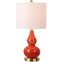 JONATHAN Y Lighting Anya Single Light 20-1/2" Tall LED Vase Table Lamp with Hardback Cotton Shade Sunset Orange